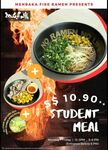 Student Meal for $10.90++ at Menbaka Fire Ramen (Weekdays)