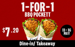 1 for 1 BBQ Pockett ($7.20) at KFC
