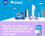 $4 off 3rd Ride with CDG Zig (Trust Bank Cards)