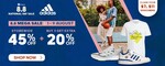 45% off Storewide + Buy 3 Get Extra 20% off at adidas via Shopee