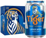 Tiger Lager Beer, 320ml (Pack of 24) for $39.30 Delivered for Prime Members at Amazon SG