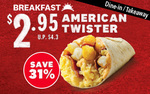 American Twister for $2.95 (U.P. $4.30) at KFC