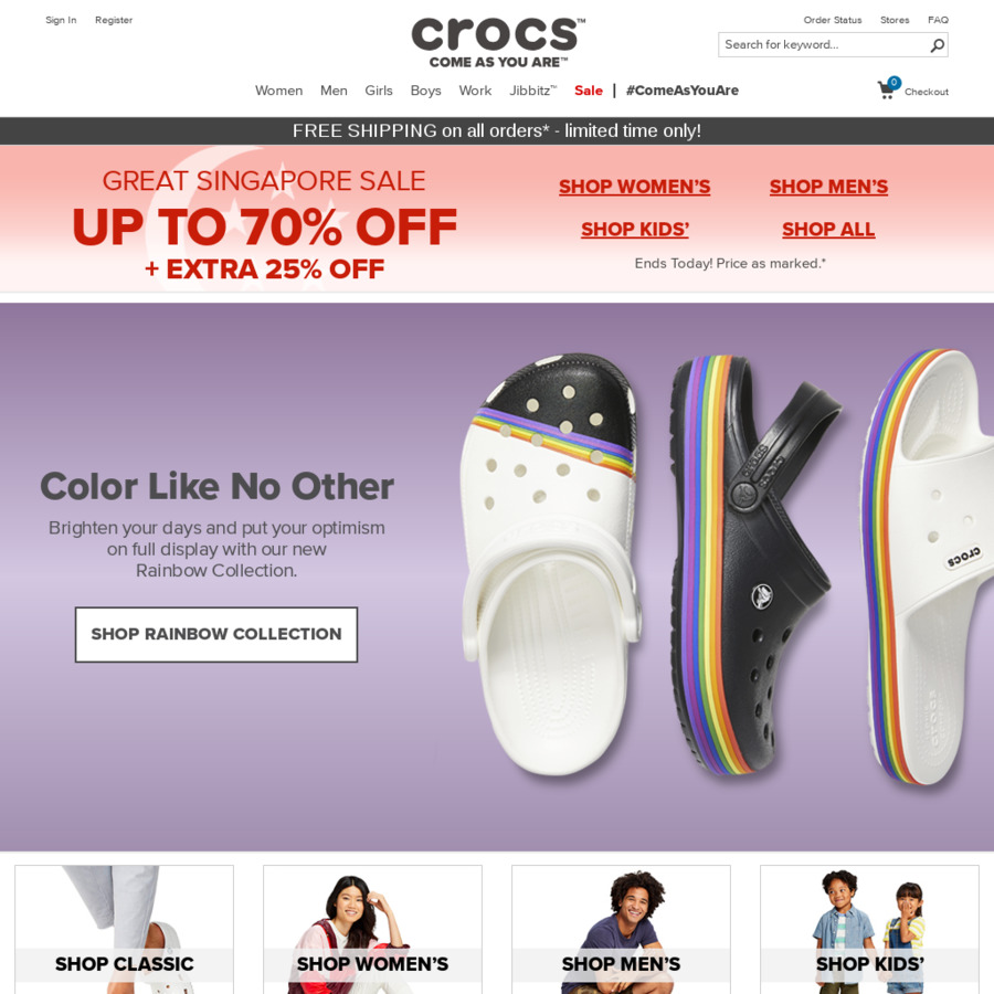 Free Shipping on All Orders + Extra 25% off at Crocs - CheapCheapLah