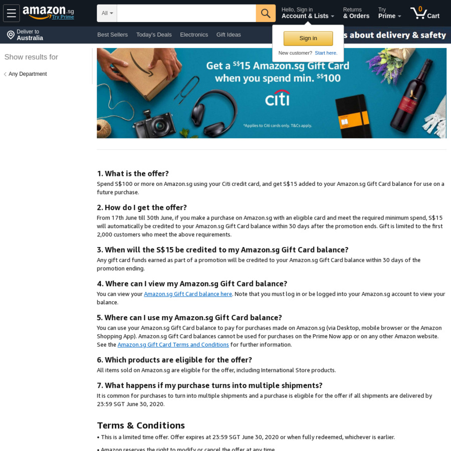 Bonus 15 Gift Card When You Spend 100 At Amazon Sg Citi Cards Cheapcheaplah