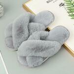 Women's Cross Band Fuzzy Slippers - Buy One Get One Free for SG$37.74(Two Pairs) (50%off) Free Shipping