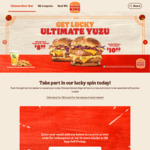 Free Meal Upsize for Any Ultimate Yuzu Burger Meal with Any Purchase at Burger King via App (Self-Pickup)