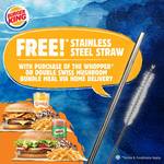 Free Stainless Steel with Any Whopper or Double Swiss Mushroom Bundle Meal at Burger King Home Delivery